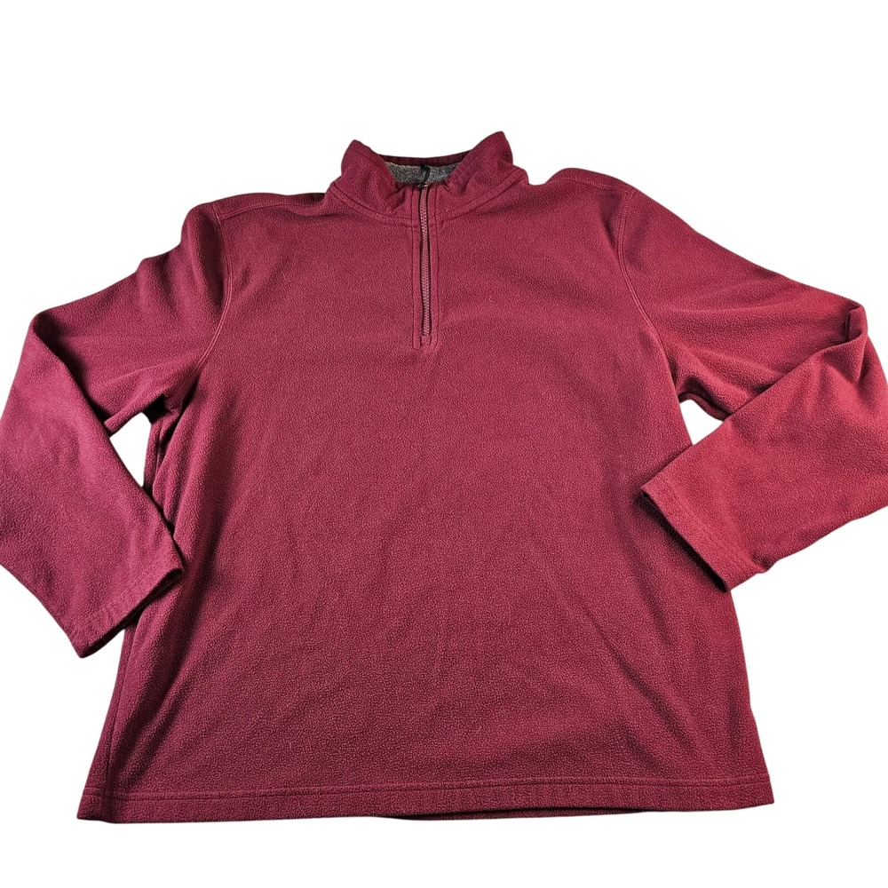 G.H. Bass & Co Quarter Zip Fleece Sweater Men Size L Burgundy Pullover Polyester